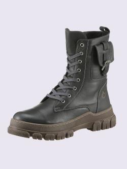 Bottines à lacets cuir nappa de vache, gris moyen uni, taille 37 - helline