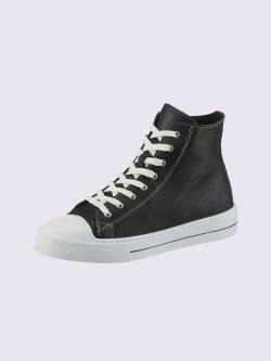 Baskets cuir nappa de vache, couleur noir, taille 40 - helline