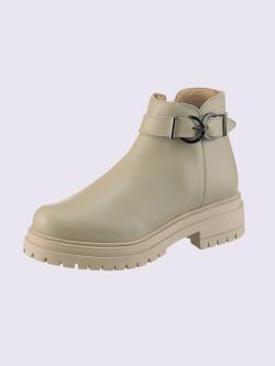 Bottines de fabrication portugaise, couleur ivoire clair uni, taille 41 - helline