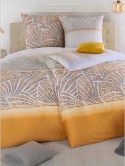 Linge de lit flanelle fine douce, couleur ocre imprimé - HELLINE