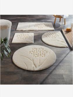 Tapis de bain, couleur ivoire clair uni, taille 70x120 cm, helline home - helline