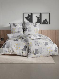 Linge de lit flanelle fine douce, Flanelle fine, gris clair à motifs, taille 40x80/135x200 cm, wäschepur - helline