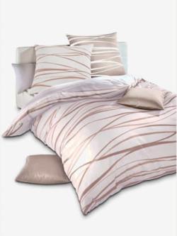 Linge de lit flanelle fine douce, Flanelle fine, couleur ivoire moyen à motifs, taille 80x80/155x200 cm, Kaeppel - helline