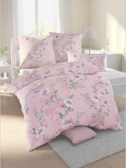 Linge de lit seersucker à repassage superflu, couleur rose, taille 80x80/155x200 cm, marque Biberna - helline