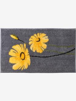 Tapis de bain, gris moyen à motifs, taille 50x80 cm, helline home - helline