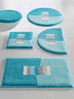 Tapis de bain, bleu turquoise moyen uni, taille 50x80 cm, helline home - helline