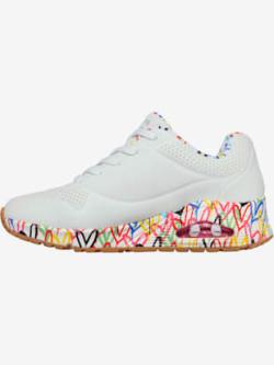 Sneakers compensées imprimé cœur coloré, coleur blanc - HELLINE