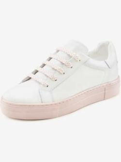 Baskets sneakers tendance et confortables en cuir de qualité, couleur blanc, taille 38, marque Elbsand - helline