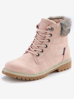 Bottines à lacets avec doublure toute douce, couleur rose, taille 41, marque LASCANA - helline