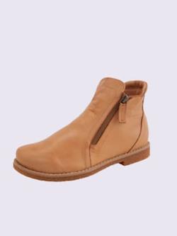 Bottines cuir nappa de vache, marron clair uni, taille 40 - helline