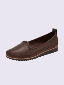 Trotteurs semelle intérieure amovible en cuir, marron foncé uni, taille 36 - helline