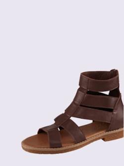Sandales cuir nappa de vache, couleur marron - HELLINE