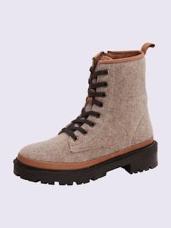 Bottines à lacets matière textile robuste, coleur couleur chamois - HELLINE