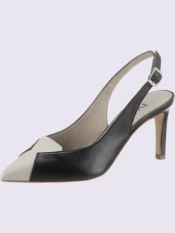 Escarpins fabriqué à la main en espagne, coleur noir-beige - HELLINE