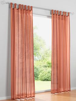 Rideaux, Passants, couleur : orange foncé uni, taille 175x140 cm, marque helline home, 100% polyester - helline