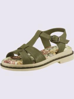 Sandales cuir nappa de vache, coleur kaki - HELLINE