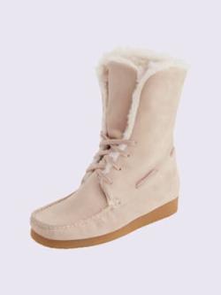 Bottines cuir velours vachette doux, coleur écru - HELLINE