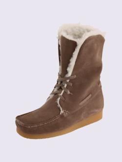 Bottines cuir velours vachette doux, coleur taupe - HELLINE