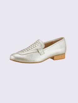 Trotteurs cuir nappa de chèvre, coleur taupe-métal - HELLINE
