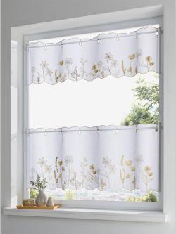 Rideau de vitrage lavable en machine, blanc à motifs, taille 30x120 cm, helline home - helline
