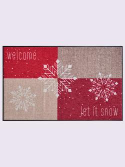 Paillasson pour intérieur et zone extérieure couverte, rouge moyen à motifs, taille 30x75 cm, helline home - helline