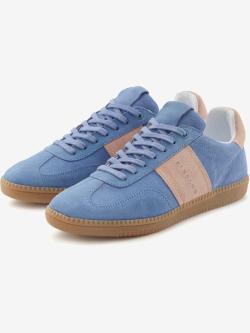 Baskets sneakers en cuir doux et de qualité avec doublure en textile douce, confortables à porter, bleu moyen uni, taille 46, Elbsand - helline