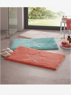 Tapis de bain polyester facile à entretenir, marron clair uni, taille 80x150 cm, helline home - helline