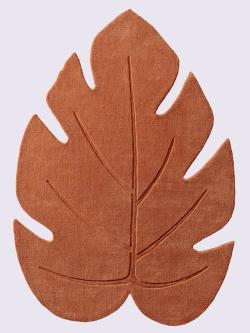 Tapis à poils longs, couleur : orange foncé uni, taille 60x90 cm, marque helline home, 100% laine - helline