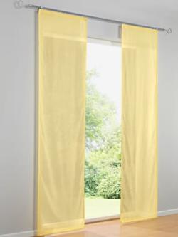 Panneaux-rideaux tissu légèrement transparent, coleur jaune - HELLINE