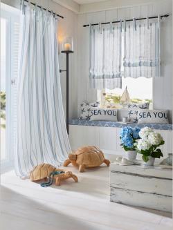 Rideaux, Bande multifonction, couleur ivoire clair à motifs, taille 145x140 cm, helline home - helline
