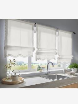 Joli store-bateau, couleur blanc, taille 130x120 cm, marque helline home - helline