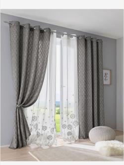 Store décoratif bavolet opaque, couleur gris, taille 245x135 cm, marque helline home - helline