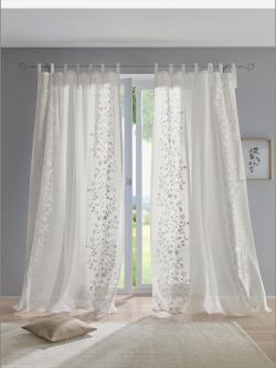 Rideaux, Bande multifonction, couleur : blanc uni, taille 225x140 cm, marque helline home, 100% polyester - helline