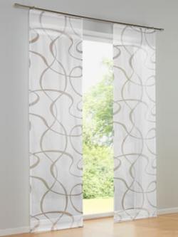 Panneaux-rideaux rideaux coulissants modernes, coleur blanc-taupe - HELLINE