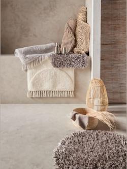 Tapis de bain en coton recyclé, coleur écru - HELLINE