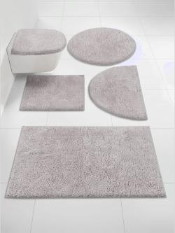 Tapis de bain pur coton, gris moyen uni, taille 50x80 cm, helline home - helline