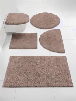Tapis de bain pur coton, marron moyen uni, taille 45x50 cm, helline home - helline