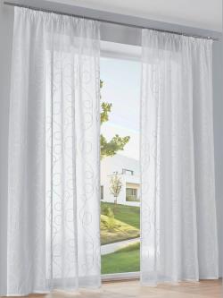 Rideaux, bande en U, blanc uni, taille 145x135 cm, helline home - helline