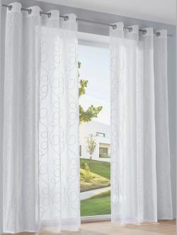 Rideaux, Œillets, blanc uni, taille 245x135 cm, helline home - helline