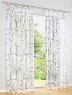 Rideaux, Cordon universel, blanc à motifs, taille 145x140 cm, helline home - helline