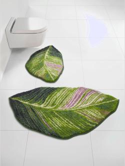 Tapis de bain acrylique facile d'entretien, vert moyen uni, taille 80x150 cm, helline home - helline