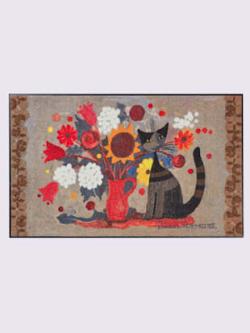 Paillasson pour intérieur et zone extérieure couverte, coleur taupe-rouge - HELLINE