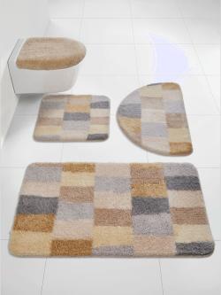 Tapis de bain acrylique facile d'entretien, couleur marron, taille 50x50 cm, marque helline home - helline