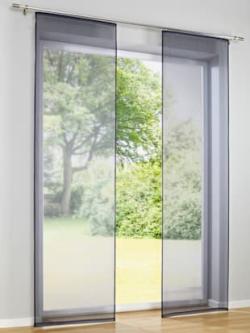 Panneaux-rideaux 100% polyester, coleur gris - HELLINE