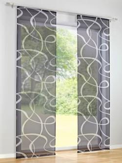 Panneau-rideaux, gris moyen à motifs, taille 245x60 cm, helline home - helline