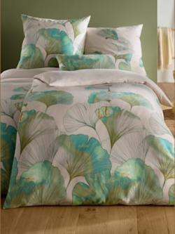 Linge de lit pur coton, Satin maco, couleur ivoire clair à motifs, taille 155x220 cm - 80x80 cm, helline home - helline