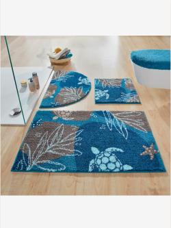 Tapis de bain, couleur : bleu turquoise foncé uni, taille 50x80 cm, marque helline home, 100% acrylique - helline