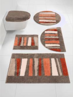 Tapis de bain lavable à 40 °c max et adapté au sèche-linge, coleur taupe-terre cuite - HELLINE