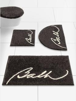 Tapis de bain, noir uni, taille 47x50 cm - 45x50 cm, helline home - helline