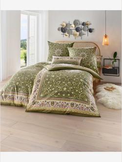 Linge de lit pur coton, couleur vert, taille 135x200 cm - 40x80 cm, marque helline home - helline